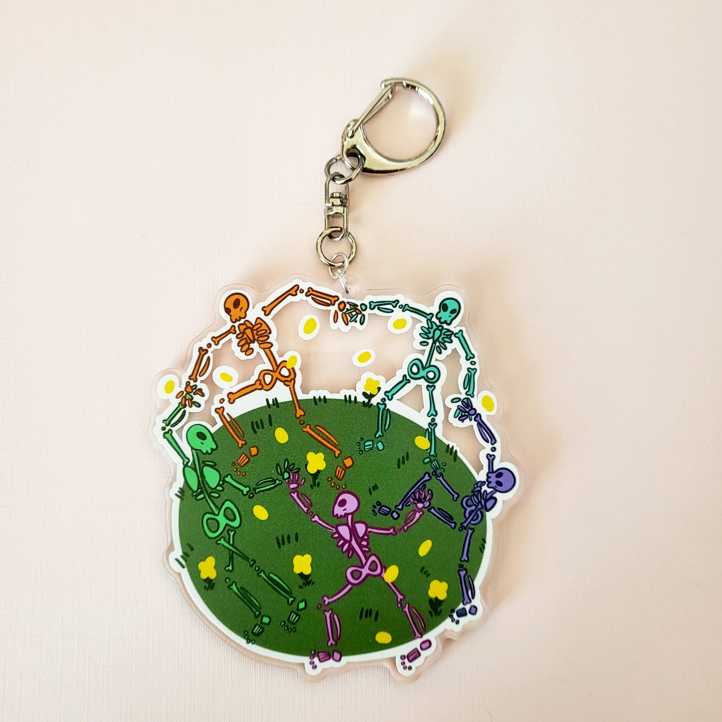 Dancing Skeleton Keychain charm 3 inch