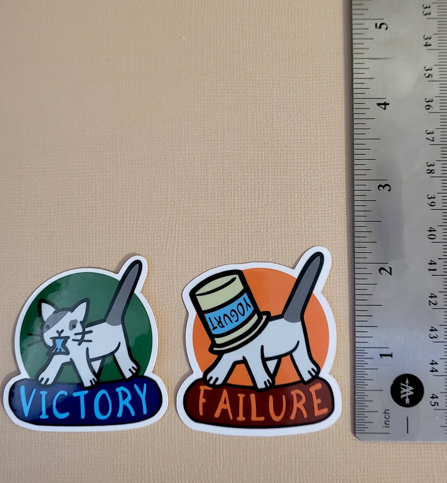 Victory / Failure Cat Vinyl Sticker